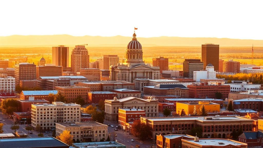 Cheyenne, Wyoming downtown skyline at golden hour